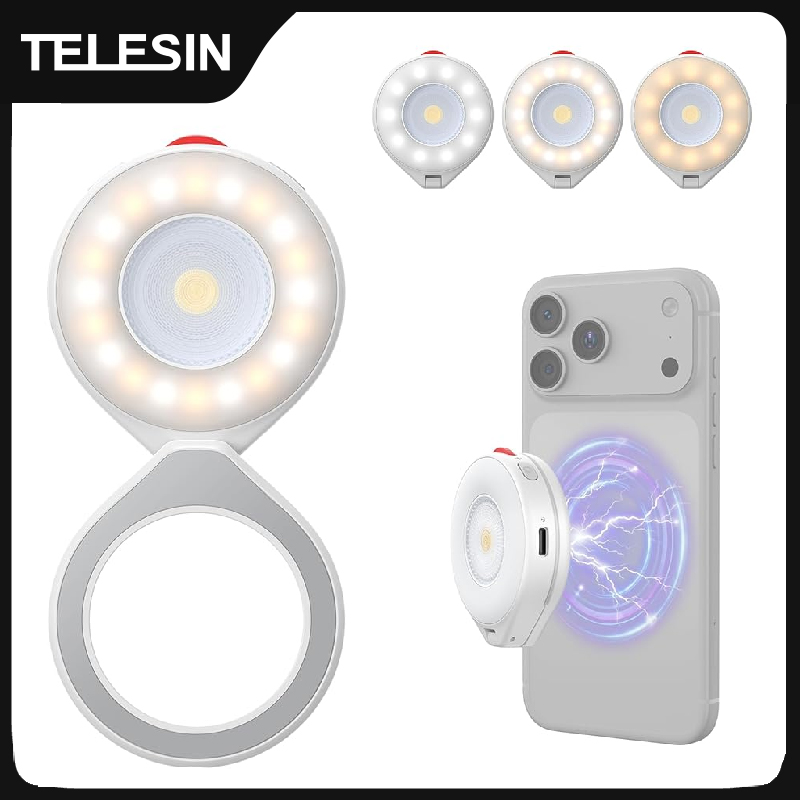 Photography Lighting Brands - ไฟแฟลชแม่เหล็ก TELESIN สำหรับถ่ายภาพด้วยสมาร์ทโฟน ไฟเซลฟี่ขนาดเล็ก ปรับความสว่างได้ สำหรับ