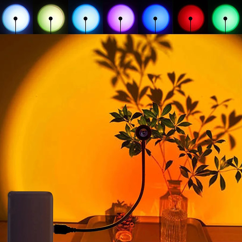 Photography Lighting Wall - ไฟโปรเจคเตอร์พระอาทิตย์ตก LED USB ของตกแต่งบ้าน ไฟกลางคืน RGB