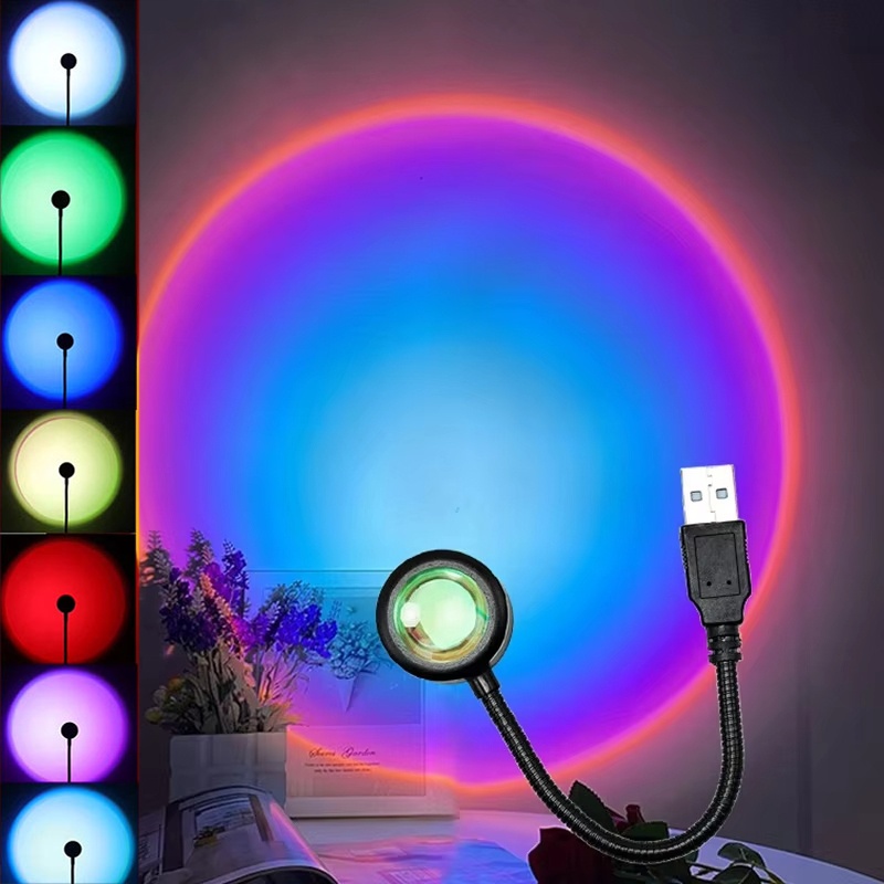 Photography Lighting Wall - ไฟฉายโปรเจคเตอร์ตกแต่งผนังแบบสร้างสรรค์ ไฟ LED ฉายภาพพระอาทิตย์ตก ใช้กับ USB