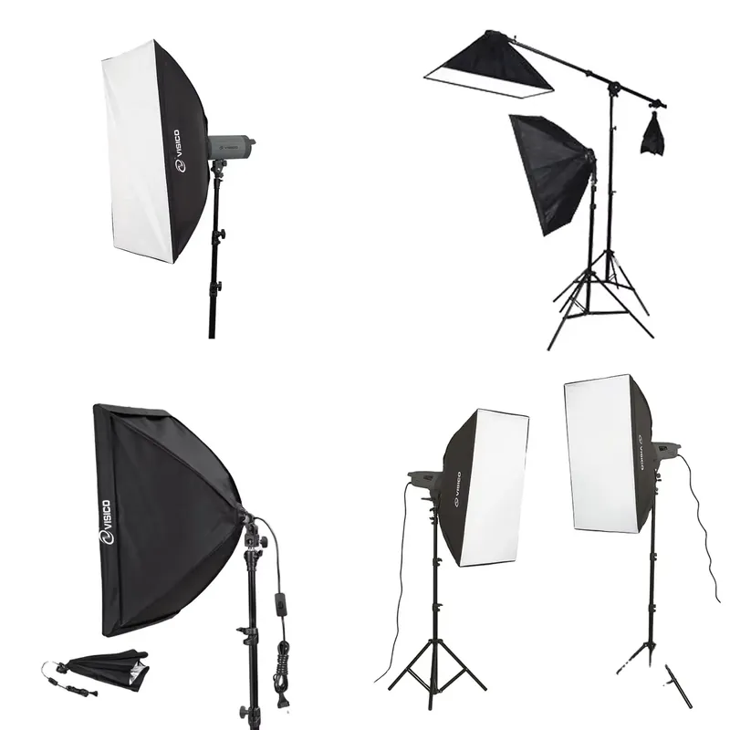 Photography Lighting Studio - สตูดิโอถ่ายภาพแบบพกพาคุณภาพสูง ไฟสปีดไลท์ ซอฟต์บ็อกซ์สีดำ ขาตั้งไฟ ซอฟต์บ็อกซ์สำหรับถ่ายภาพ