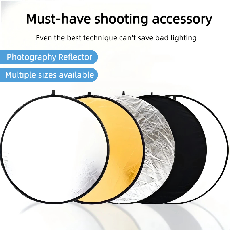 Photography Lighting For Portraits - แผ่นสะท้อนแสงแบบพกพา 2-in-1 สองด้าน สีทอง-เงิน สำหรับถ่ายภาพบุคคล ไลฟ์สด