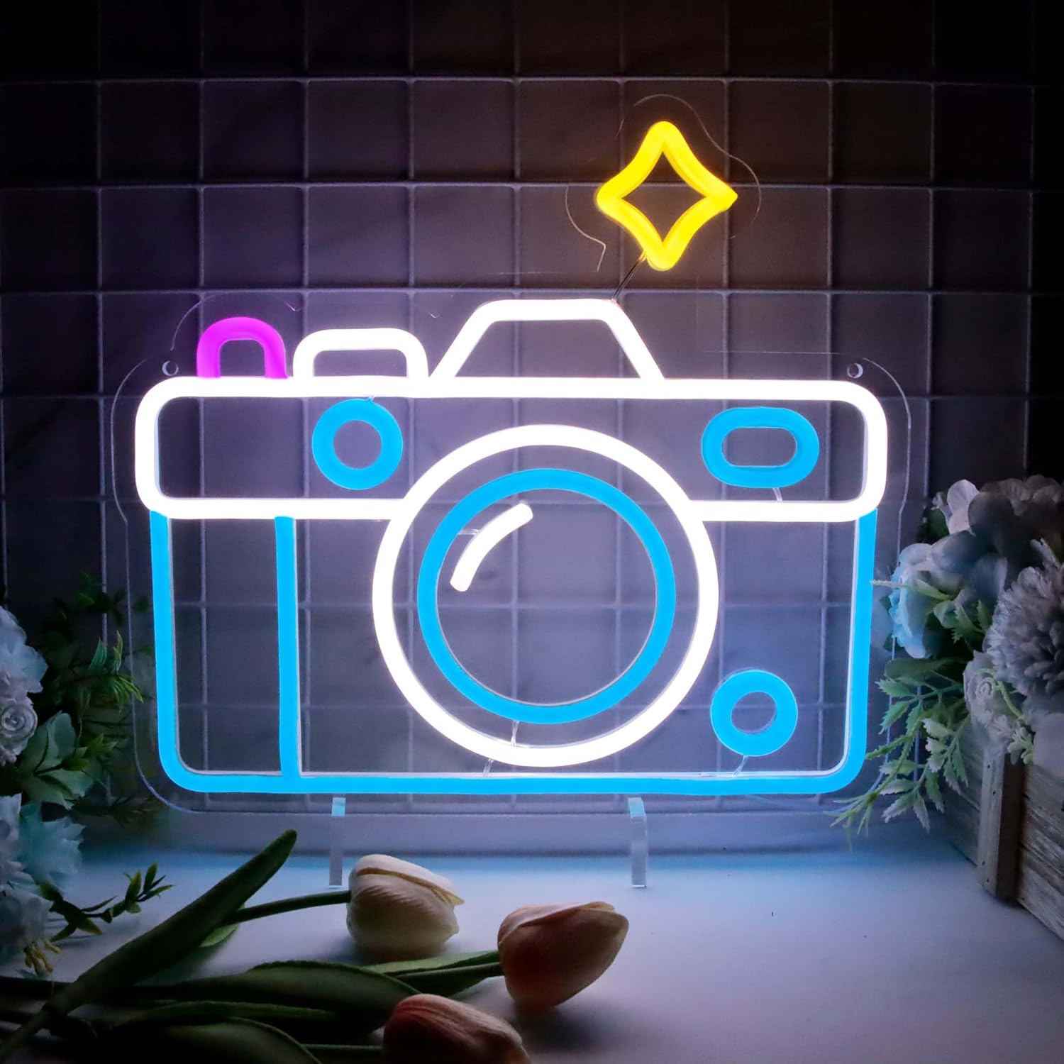 Photography Lighting Wall - ป้ายไฟนีออนสำหรับตกแต่งผนัง, ไฟห้องนอนธีมกล้องถ่ายรูป, ของขวัญส่วนตัวสำหรับเด็กชายเด็กหญิงในวันเกิดงานปาร์ตี้คริสต์มาส